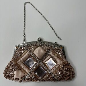 urse Evening Bag Clutch Purse Rhinestone Sequin Beaded‎ Diamond Champagne Party